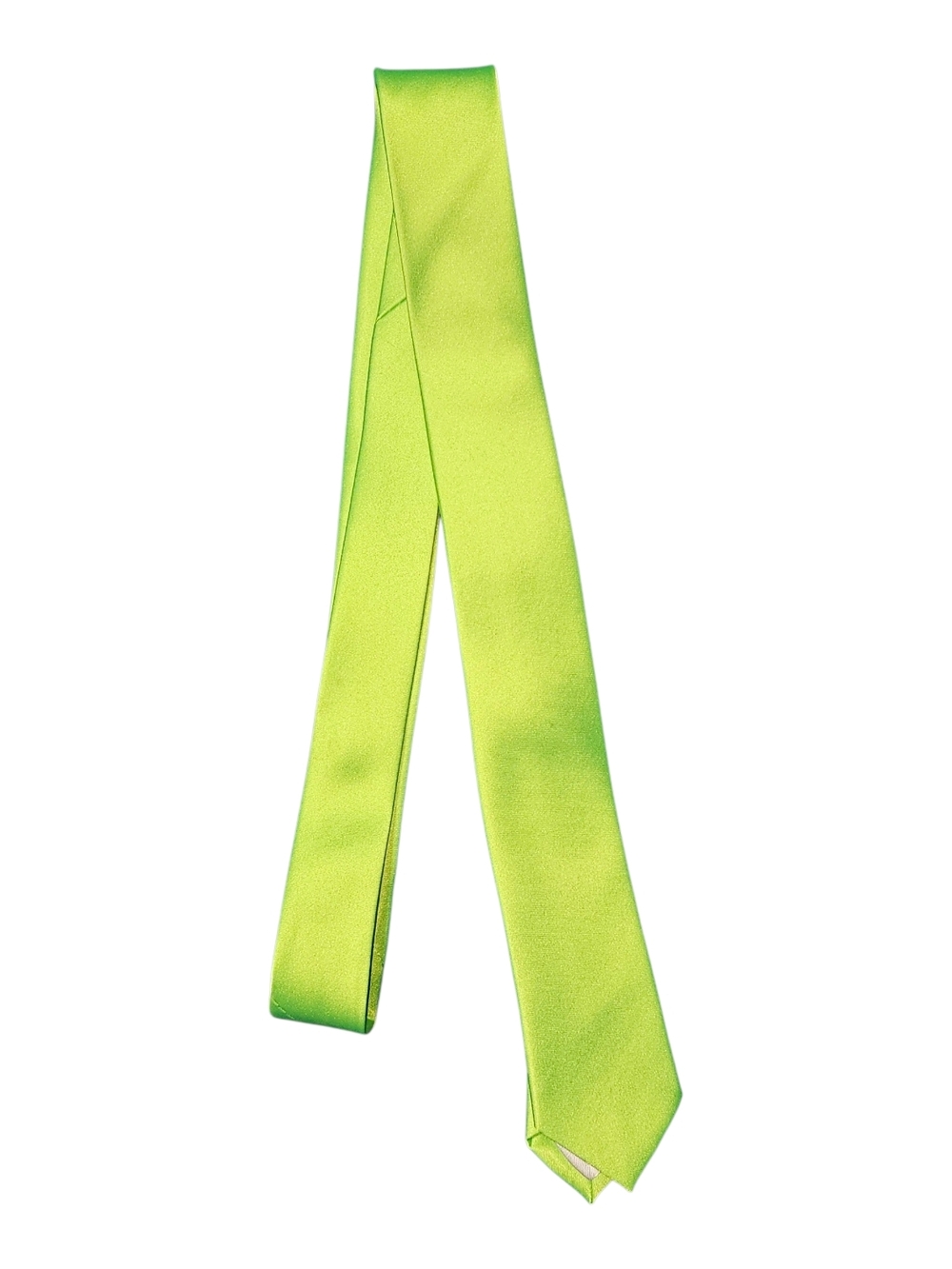 Men's Lime Green Satin Tie - Stylish Solid Neck Tie